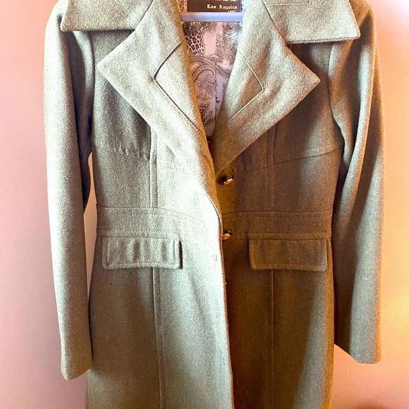 NWOT Guess Linda Olive Green long Line Wool Blend Coat - Picture 7 of 17